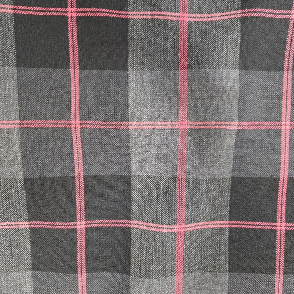 Vintage 90s Charcoal Gray Pink Plaid Boxy Blazer Petite Jacket Size 12P